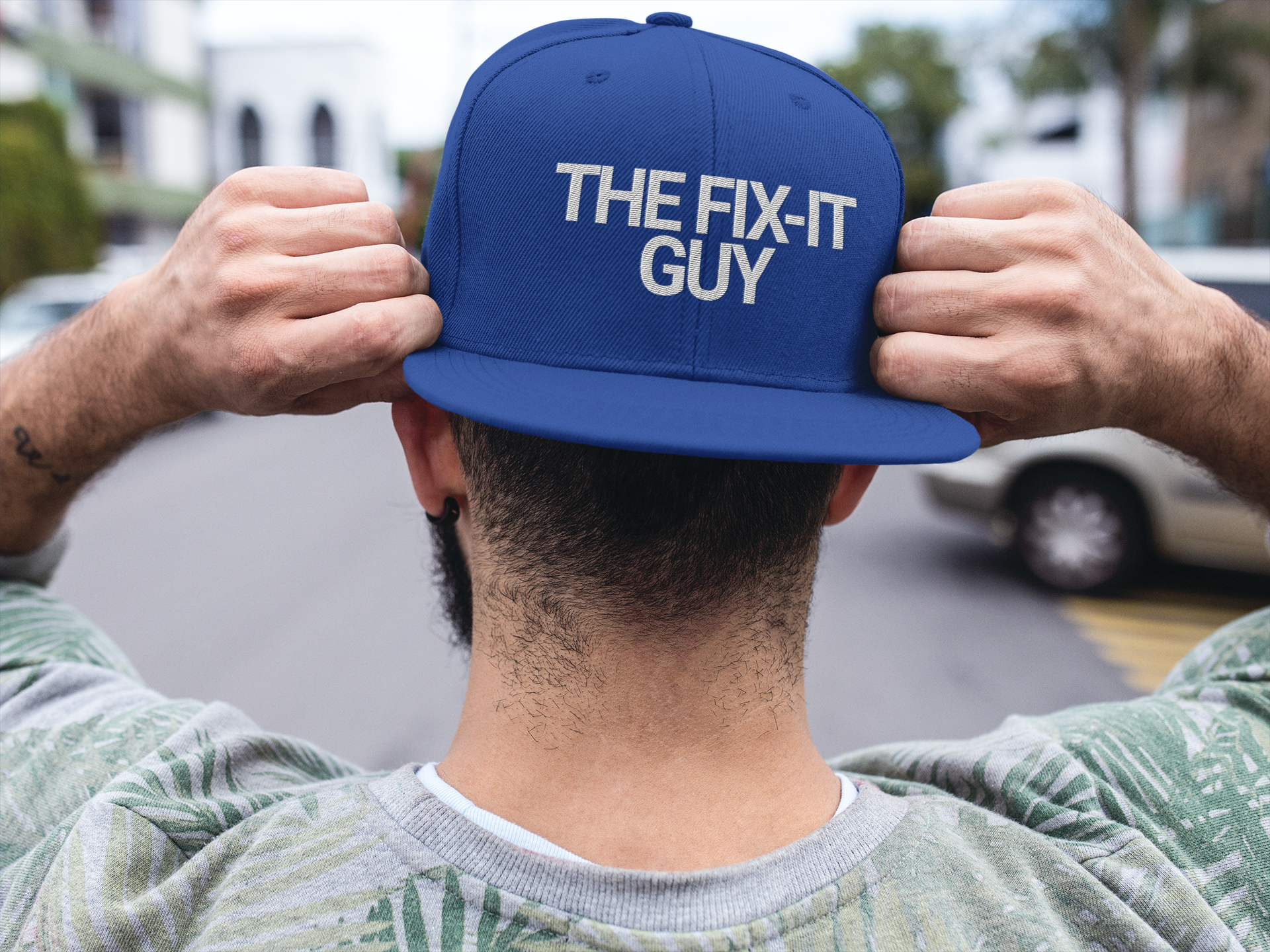 The Fixit Guy Hat, Embroidered Flat Bill Cap, Mechanic Gift, Father's Day Cap, Custom Embroidery, Personalized Baseball Cap