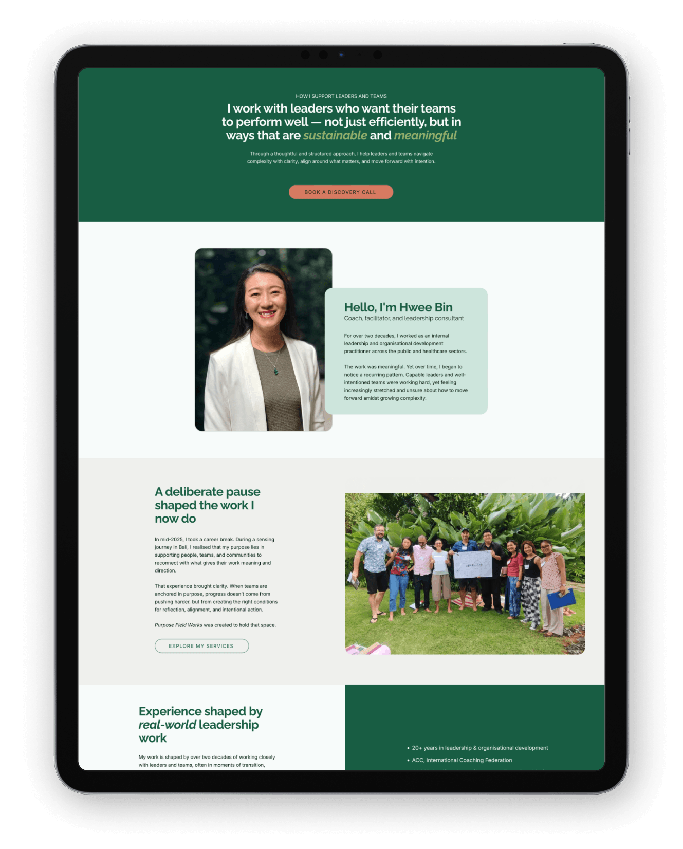 Website about page after