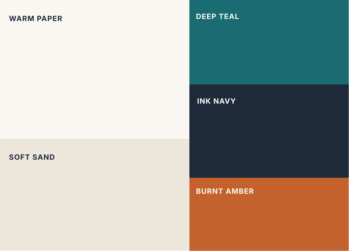 Colour palette used for Mary's website