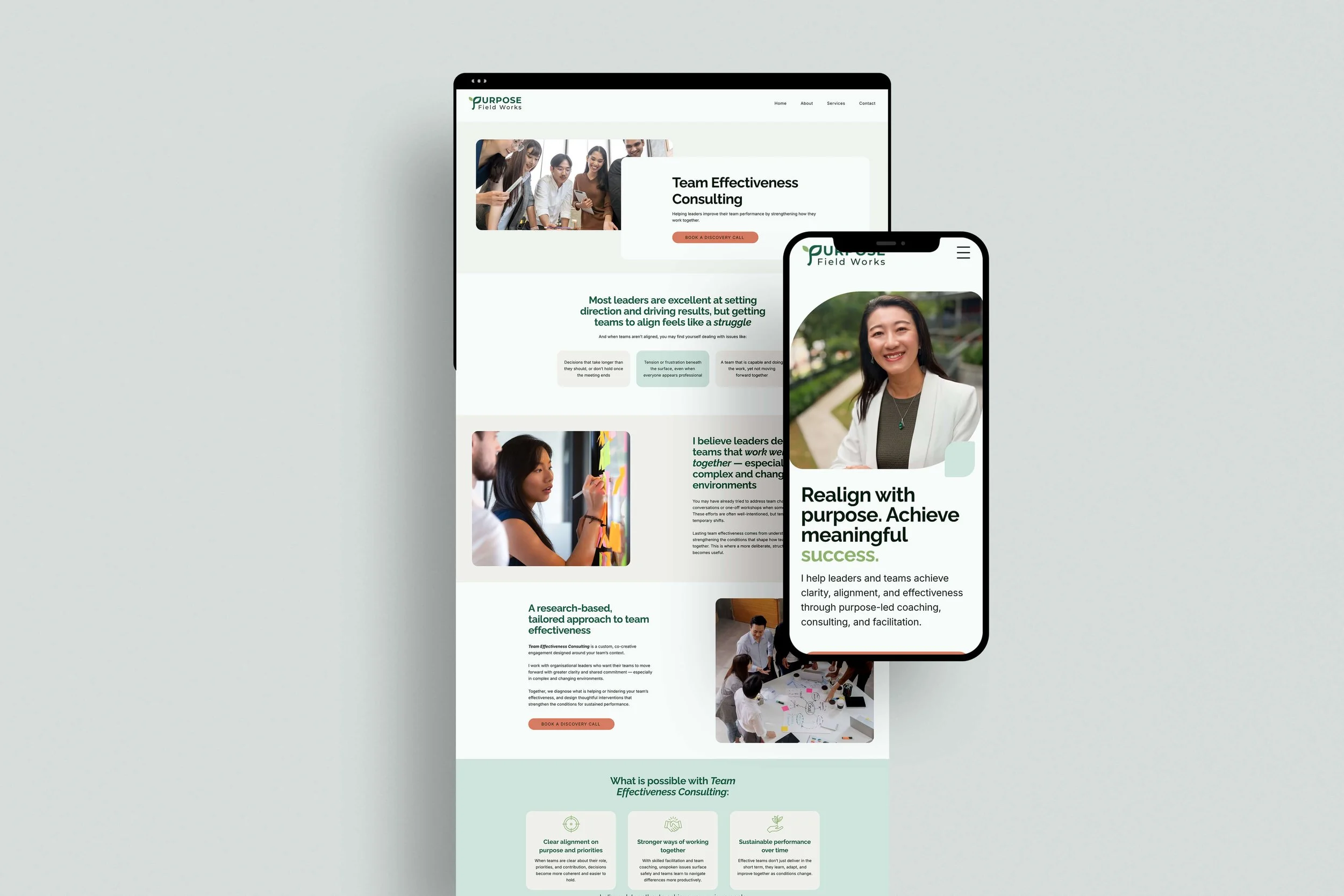 Website design with a desktop and mobile view