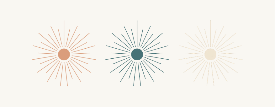 A set of three starburst graphics created for Mary's website
