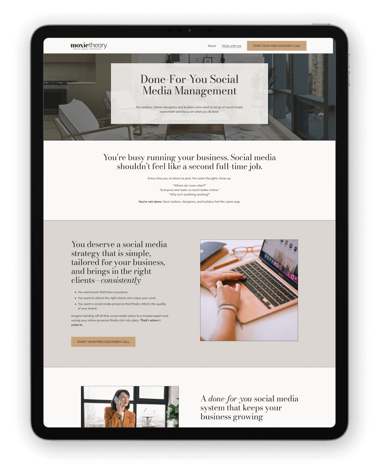 Website sales page after