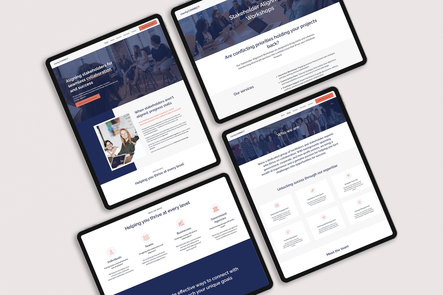 Screen mockup of a website for a consultant
