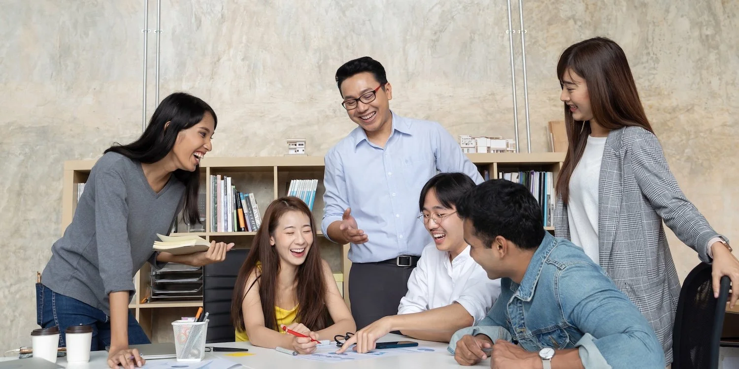 Stock photo of a team collaborating