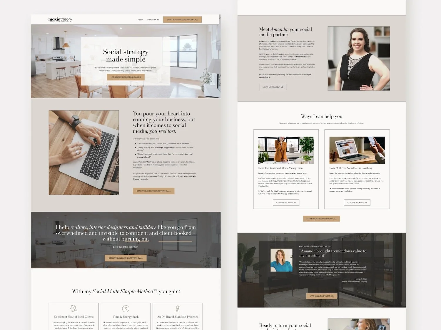 website design for a social media strategist