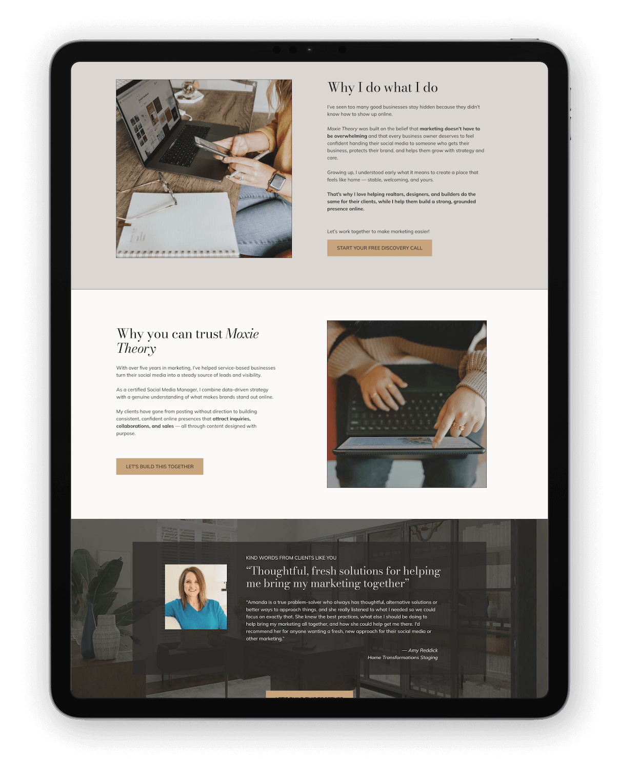 Website about page after