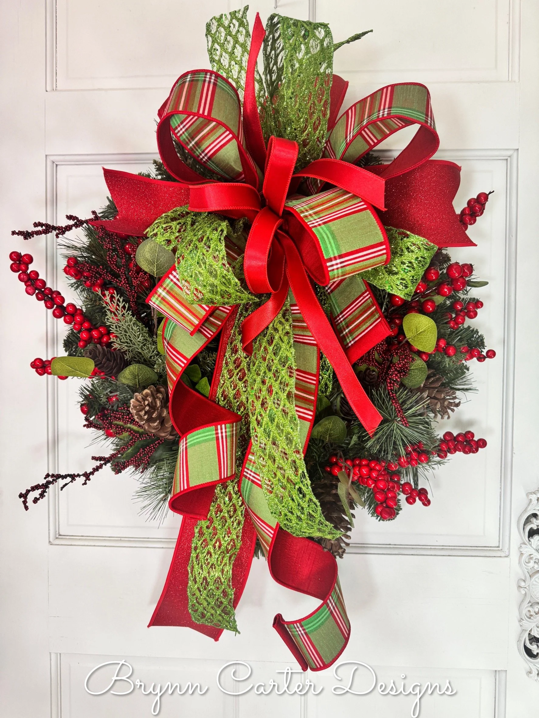 Gemma Designer Red Green Christmas Evergreen Wreath