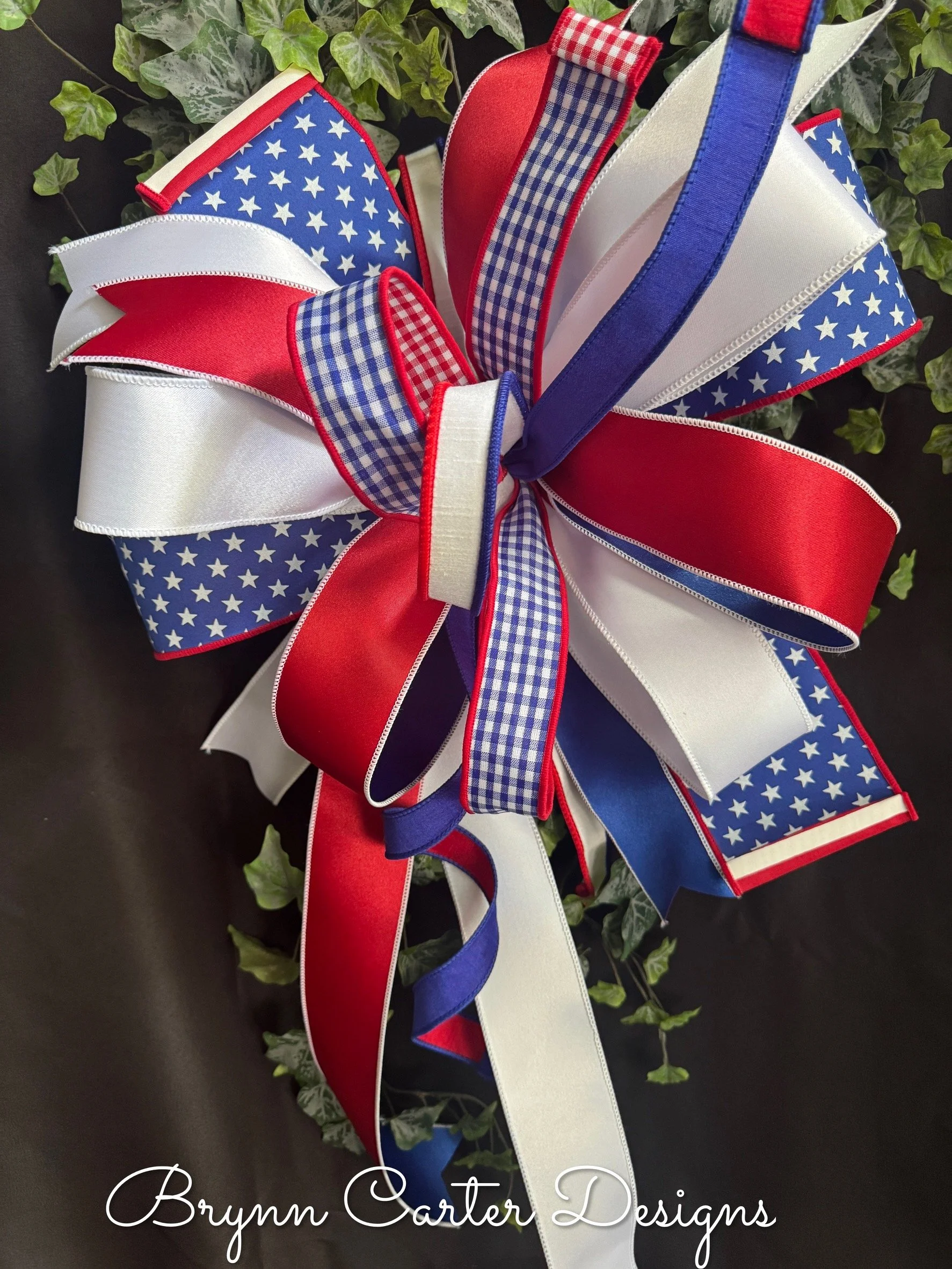 Patriotic Gingham with Stars and Stripes Bow