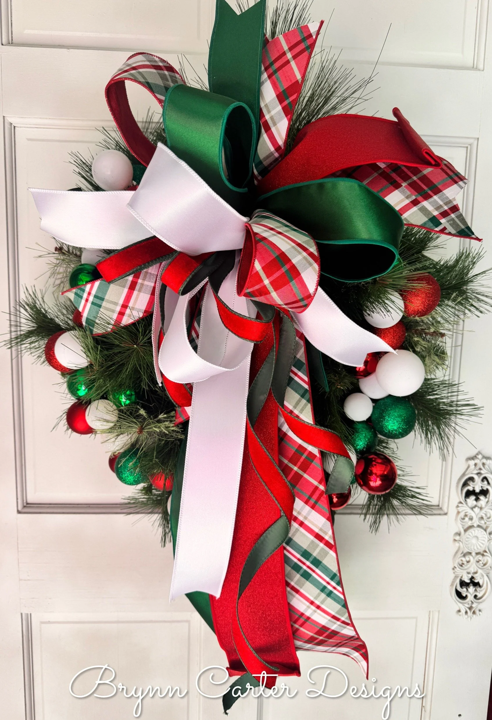 Emily Designer Red Green White Christmas Wreath