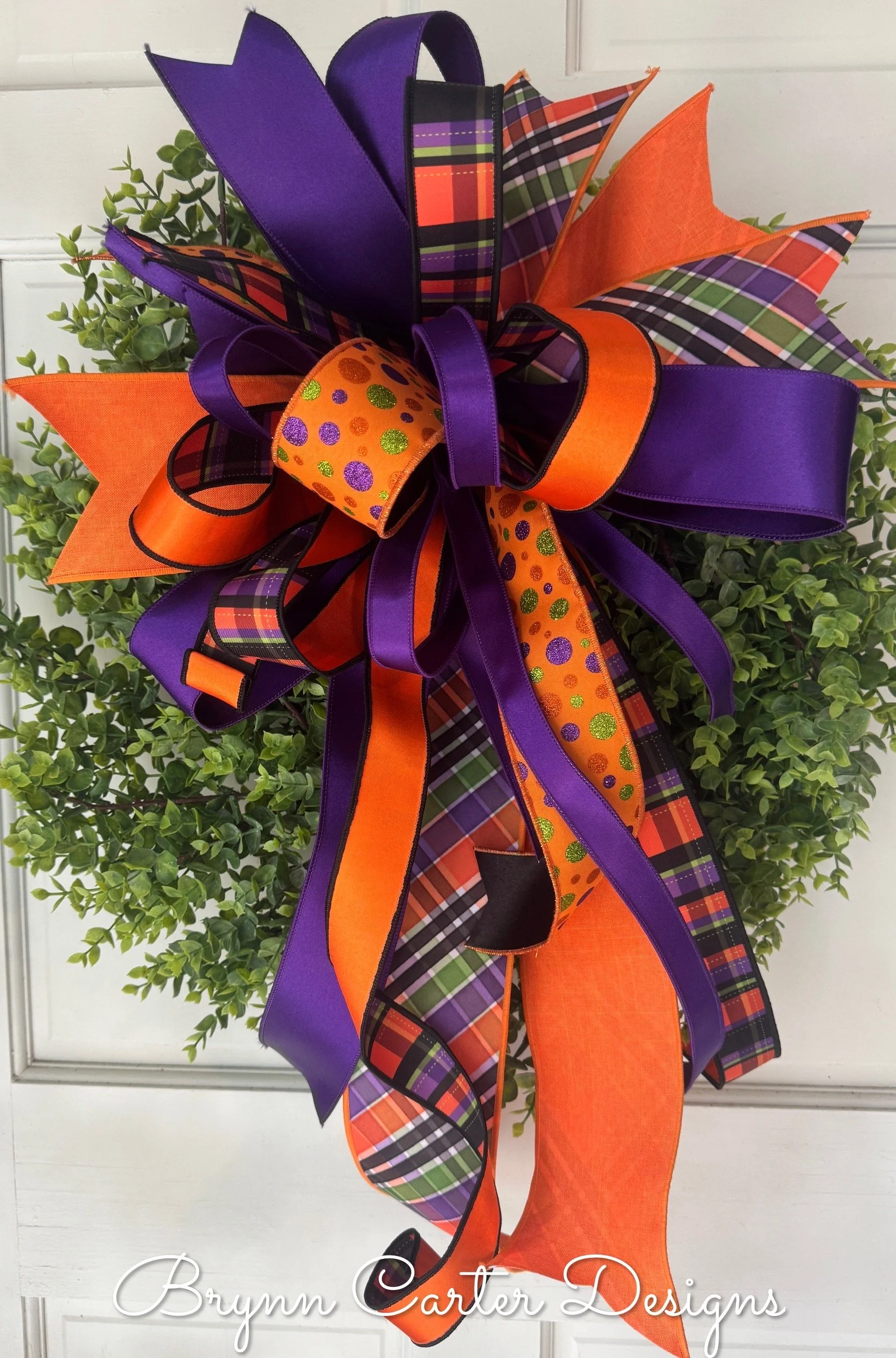 Designer Halloween Purple and Orange Bow