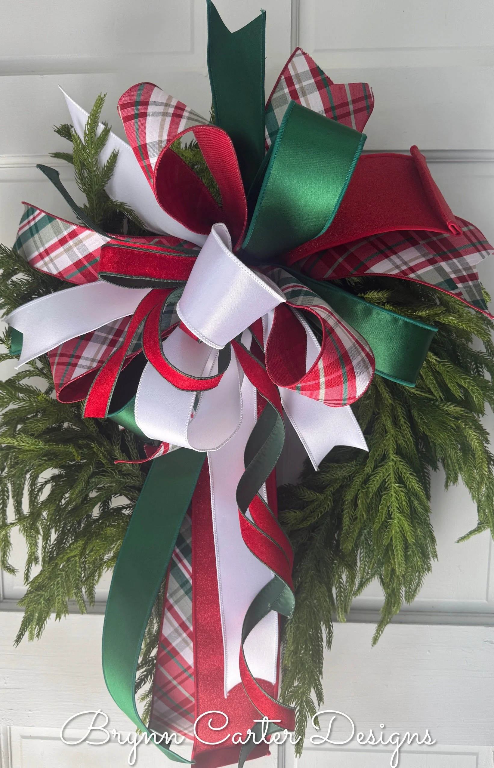 Designer Red Green White Christmas Bow