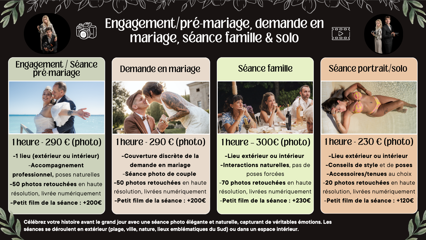 Séances photos famille, portrait, demande en mariage, engagement