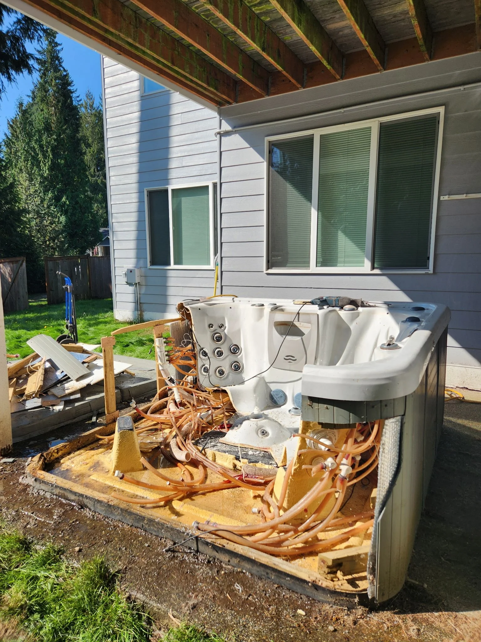 hot tub being broken down to remove in kitsap county