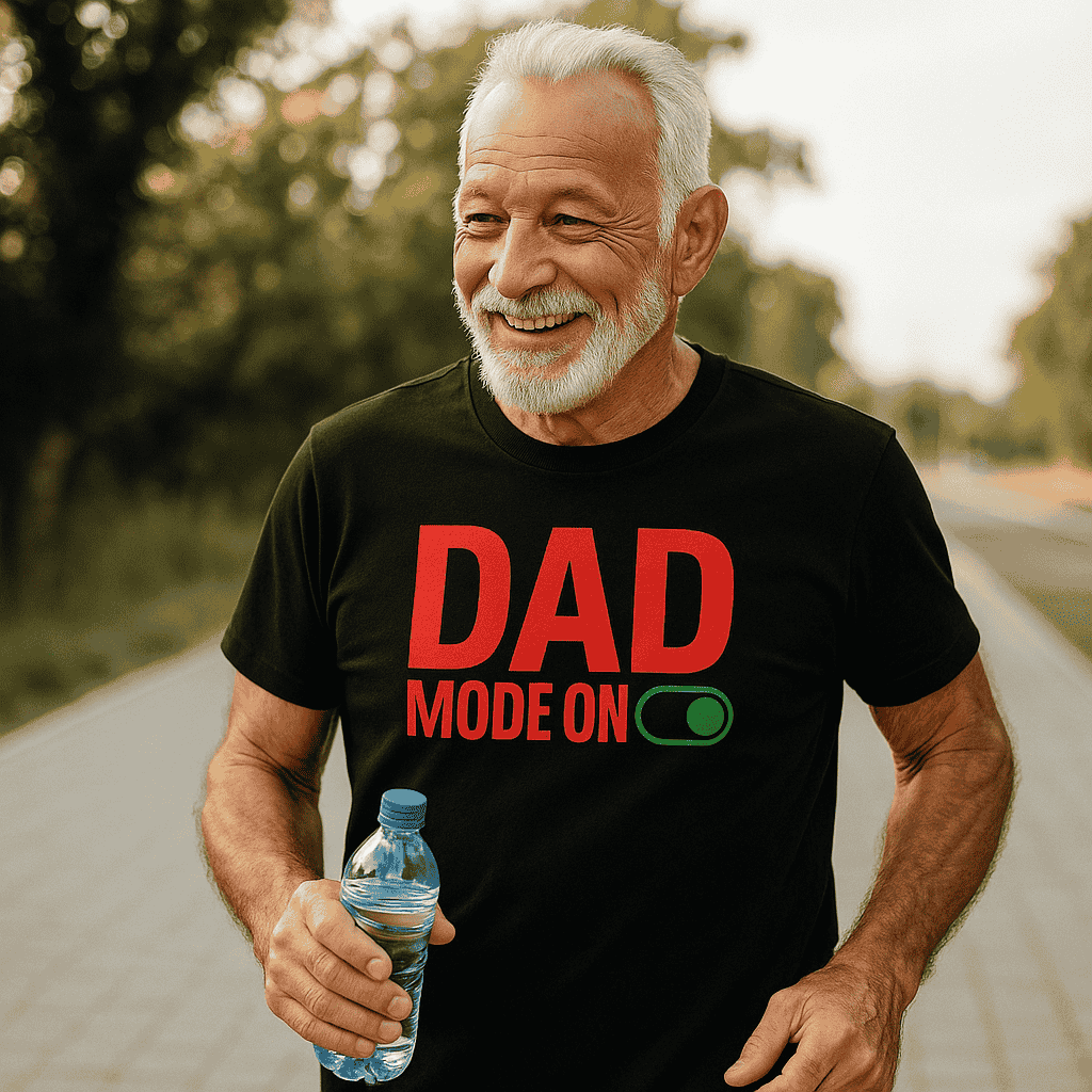Dad Mode On T-Shirt – Funny Father’s Day Tee in Black | Airlume Cotton
