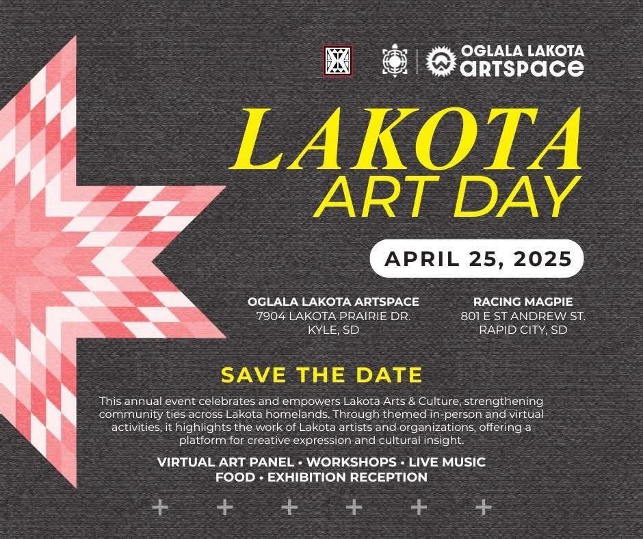 Today is the day! Lakota Art Day is happening at both Racing Magpie in Rapid City & at Oglala Lakota Artspace just between Little Wound & Sharp’s Corner across from OLC. Open Mic & Performances at both locations! I’ll be perf