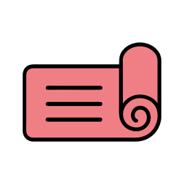 A pink rolled-up scroll or parchment.