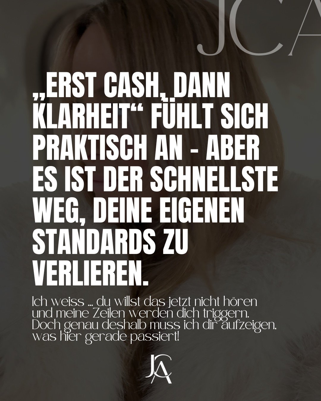 Wenn der &auml;u&szlig;ere Druck steigt, ist es leicht, ins Reagieren zu rutschen ... ich weiss es doch, my Love: 
- Schnelle Cash-L&ouml;sungen 
- Fokus auf die falsche Zielgruppe
- Unbewusste Kompromisse, nur um den Monat &bdquo;zu retten&ldquo;

A