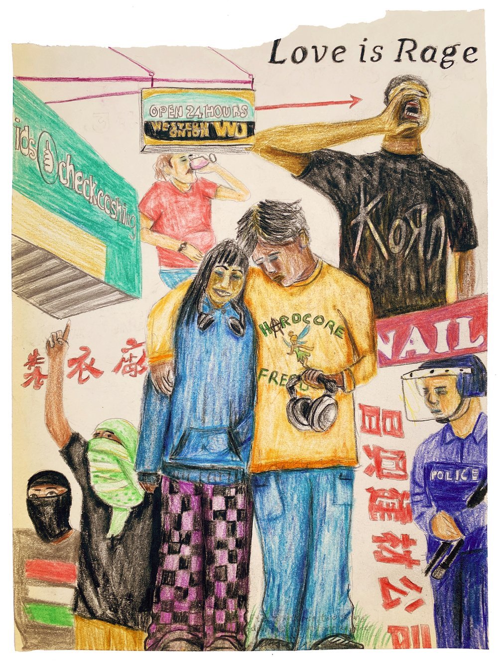 Jordan Sullivan, Mixed Media on Paper, 15 x 12" (framed).
