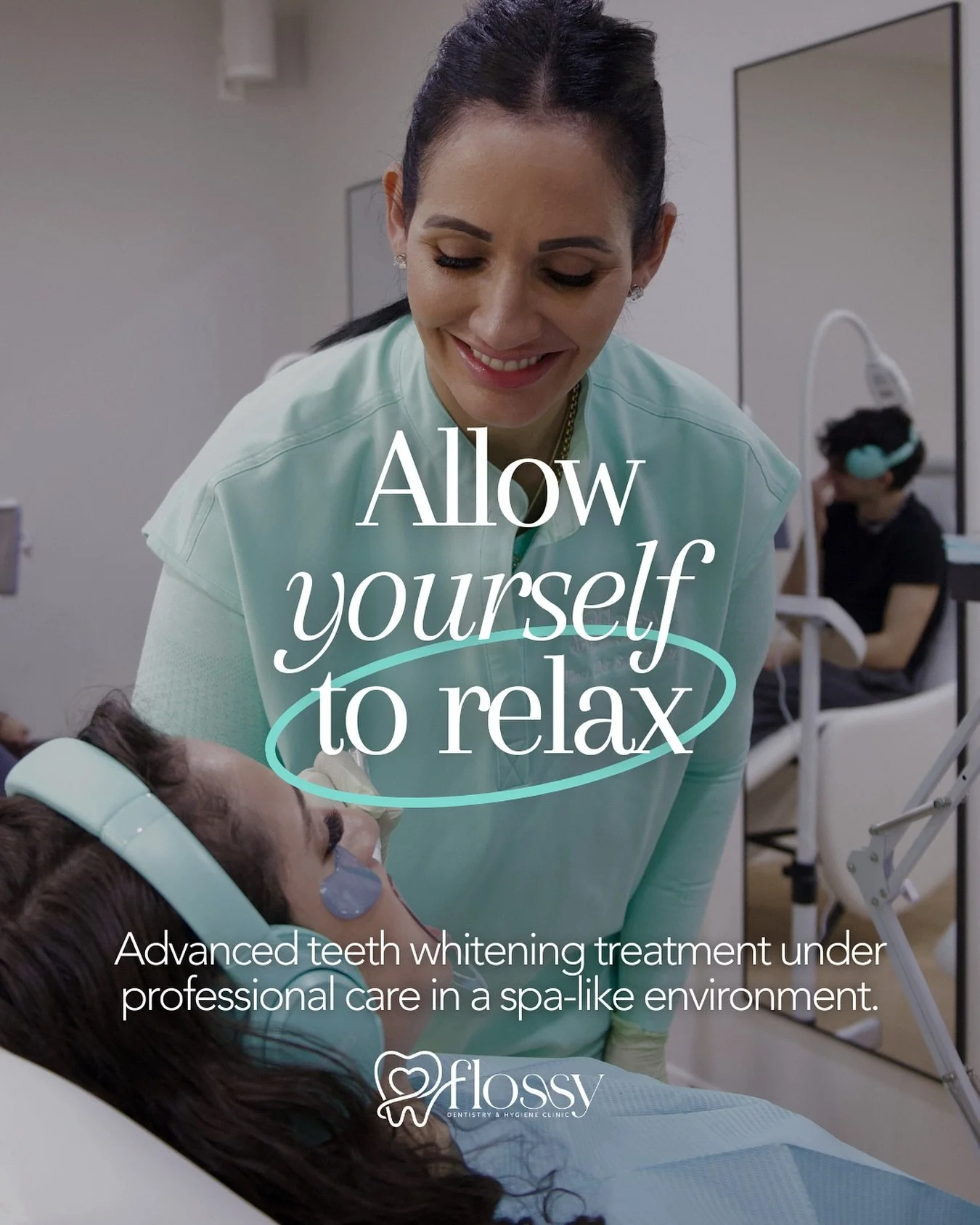 Teeth whitening, redefined.
Relax in a fully reclined position while our dental team performs a professionally monitored whitening treatment. Stream your favourite show and let us take care of the rest &mdash; brighter results in approximately one ho