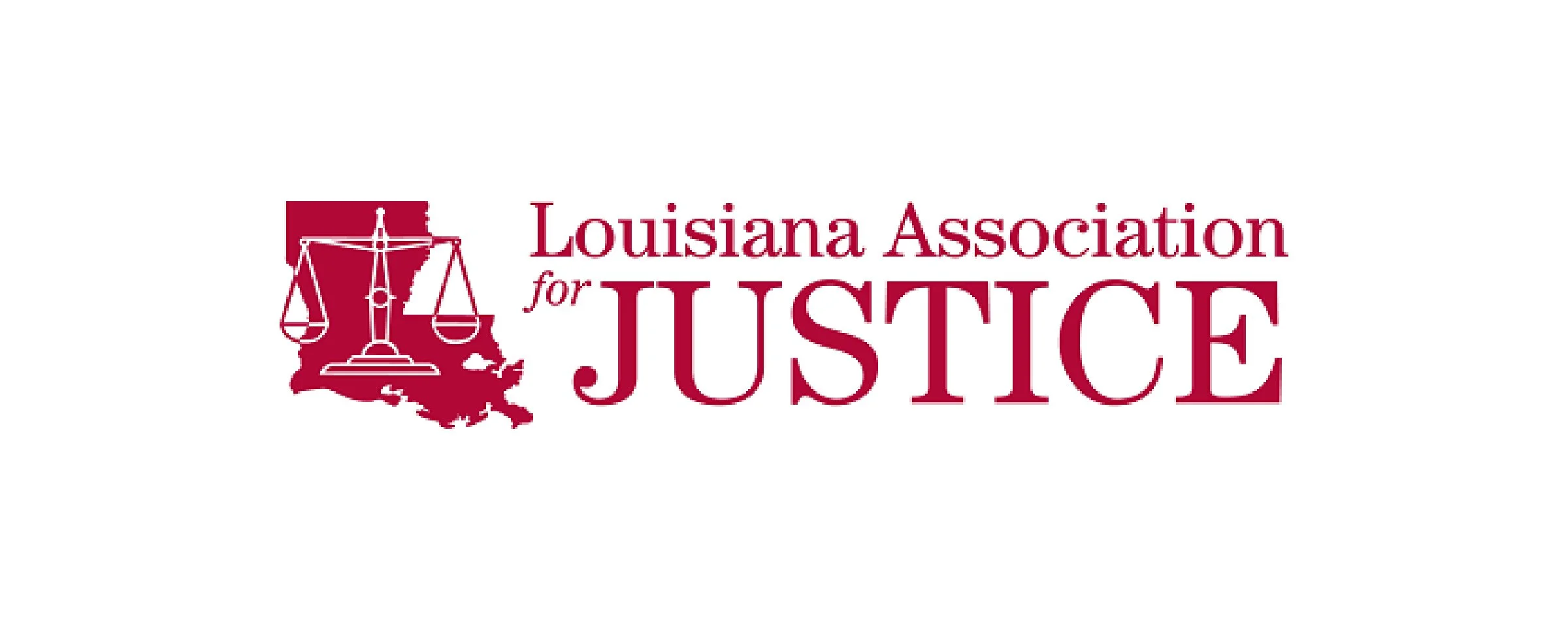 Logo of Louisiana Association for Justice featuring scales of justice and state map outline.