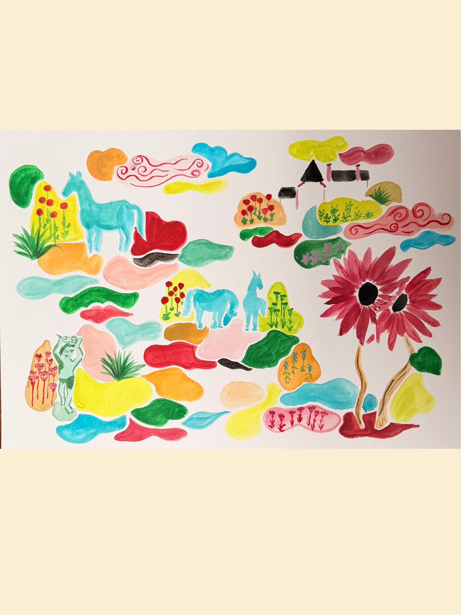 Study for horses on British landscape (ORIGINAL)