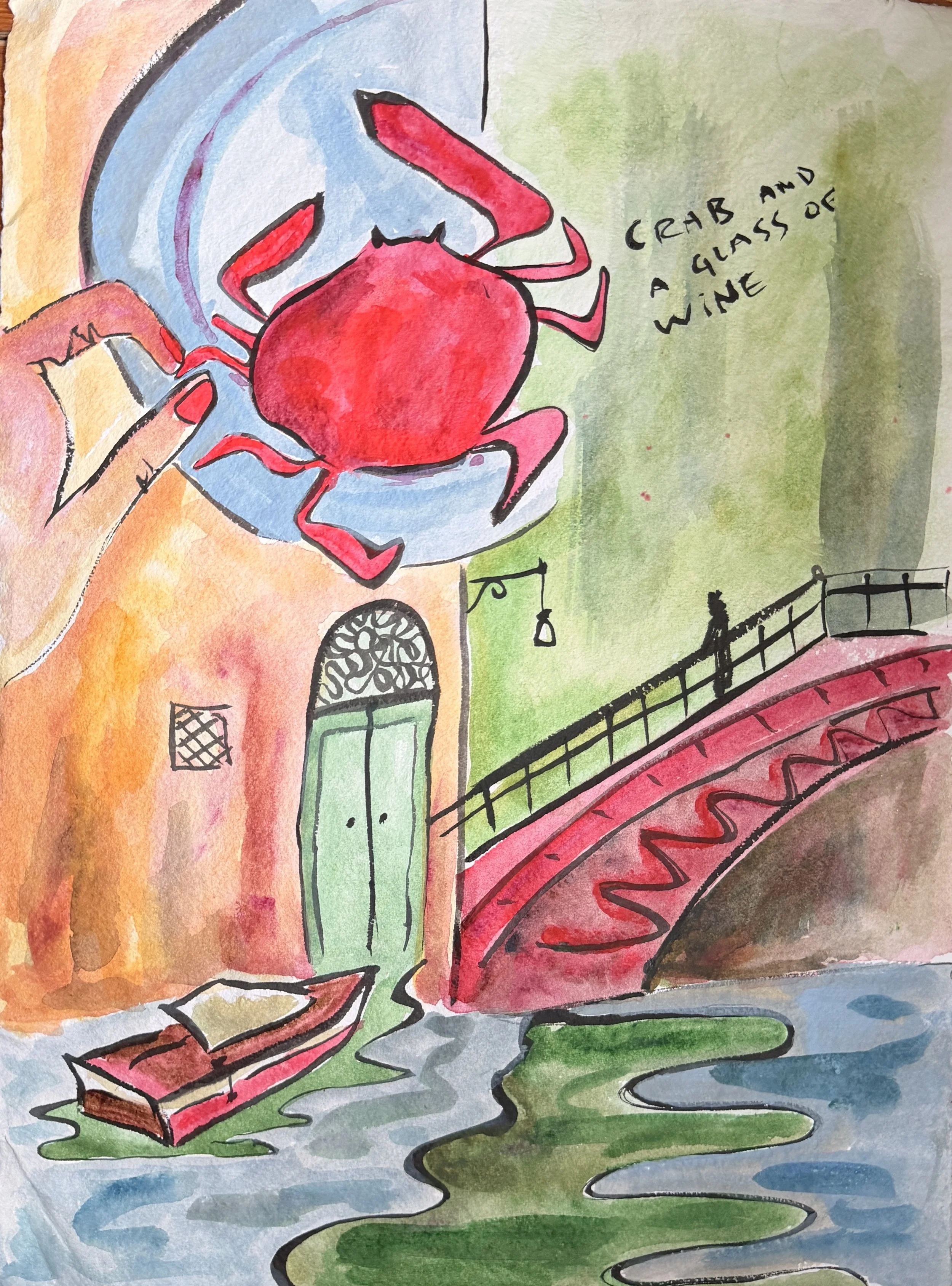 Venice 1 - Crab & a Glass of Wine (ORIGINAL)