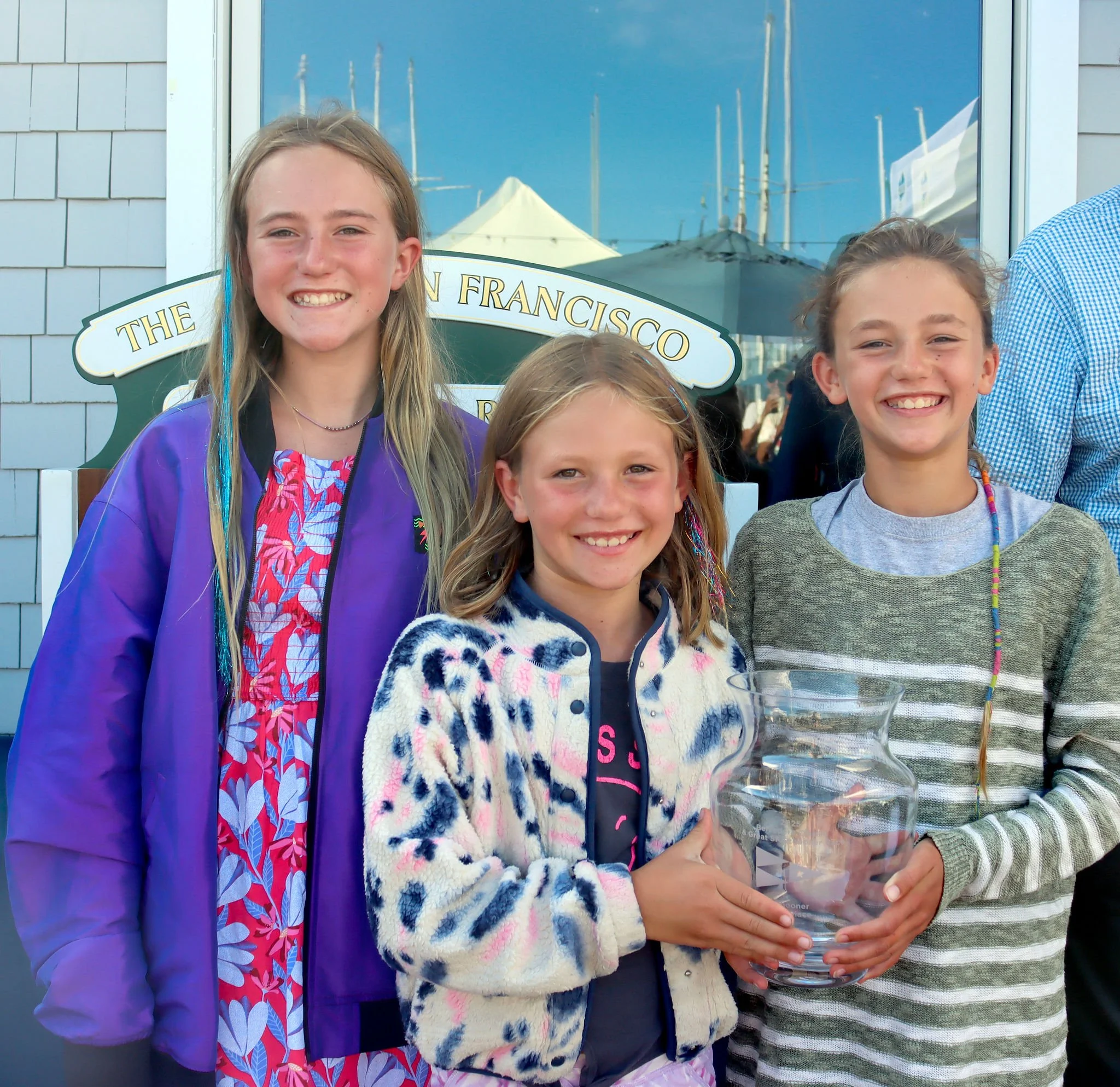 Friends of WILETIE accepting for Kenneth Wadsworth taking first place in the Great Schooner Race.