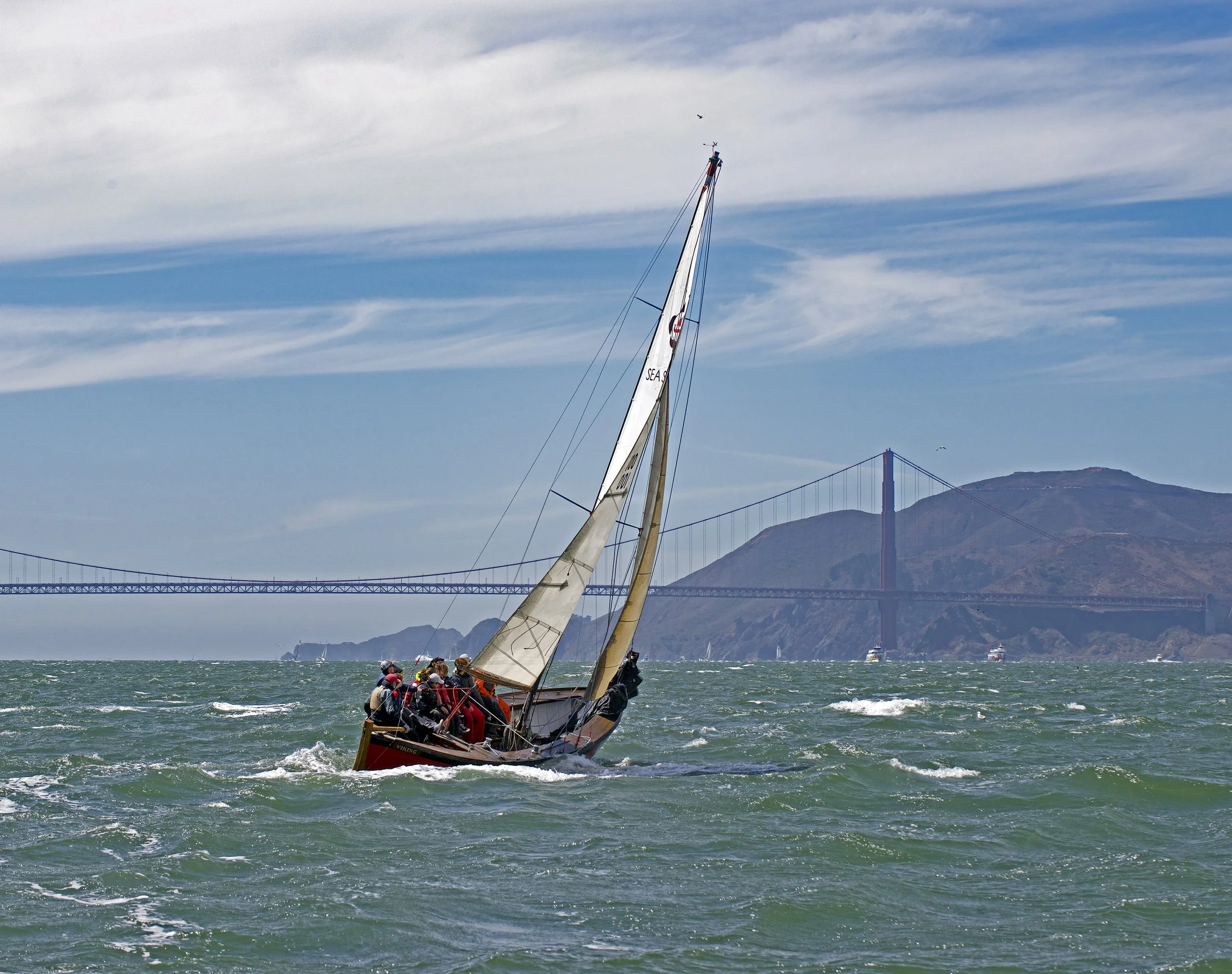 Viking, the Sea Scouts whale boat that took 1st in the Classic 2 Division, the division with the largest number of boats, sailed by a bunch of teenagers.
Photo John Swain