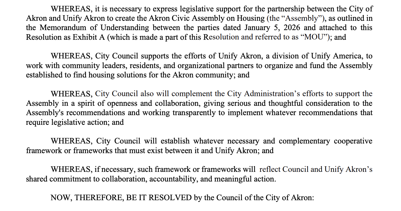 It’s unanimous! Akron City Council Affirms Support for the Civic Assembly