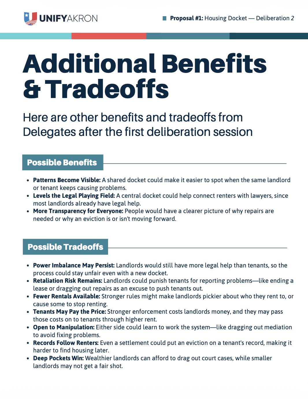 Session #4: April 11 — #1 Housing Docket Additional Benefits, Tradeoffs, and Guidance from Delegates