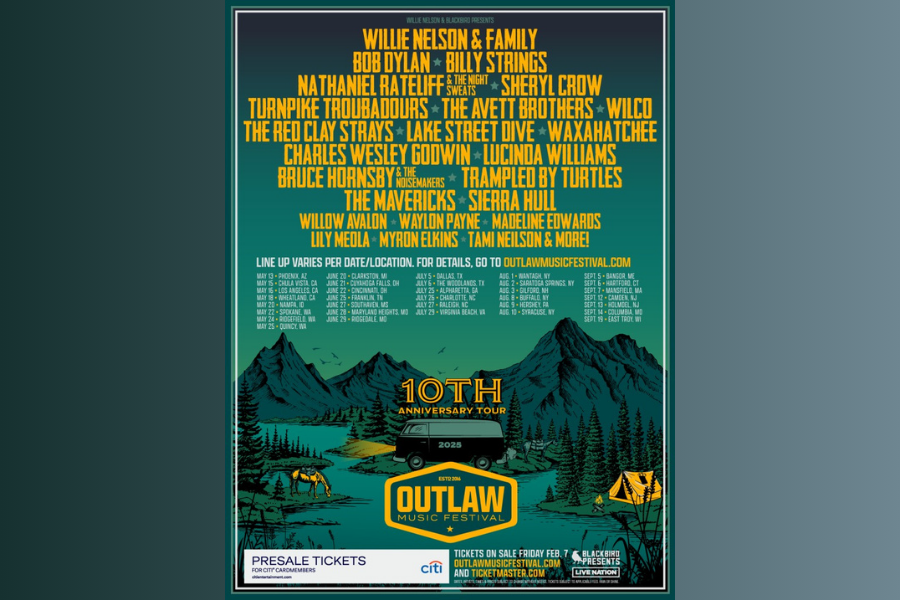Outlaw Music Festival 2025-05-25 - The Gorge Amphitheatre, Quincy, WA Willie Nelson &amp; Family, Bob Dylan, Billy Strings, Sierra Hull, Lily Meola