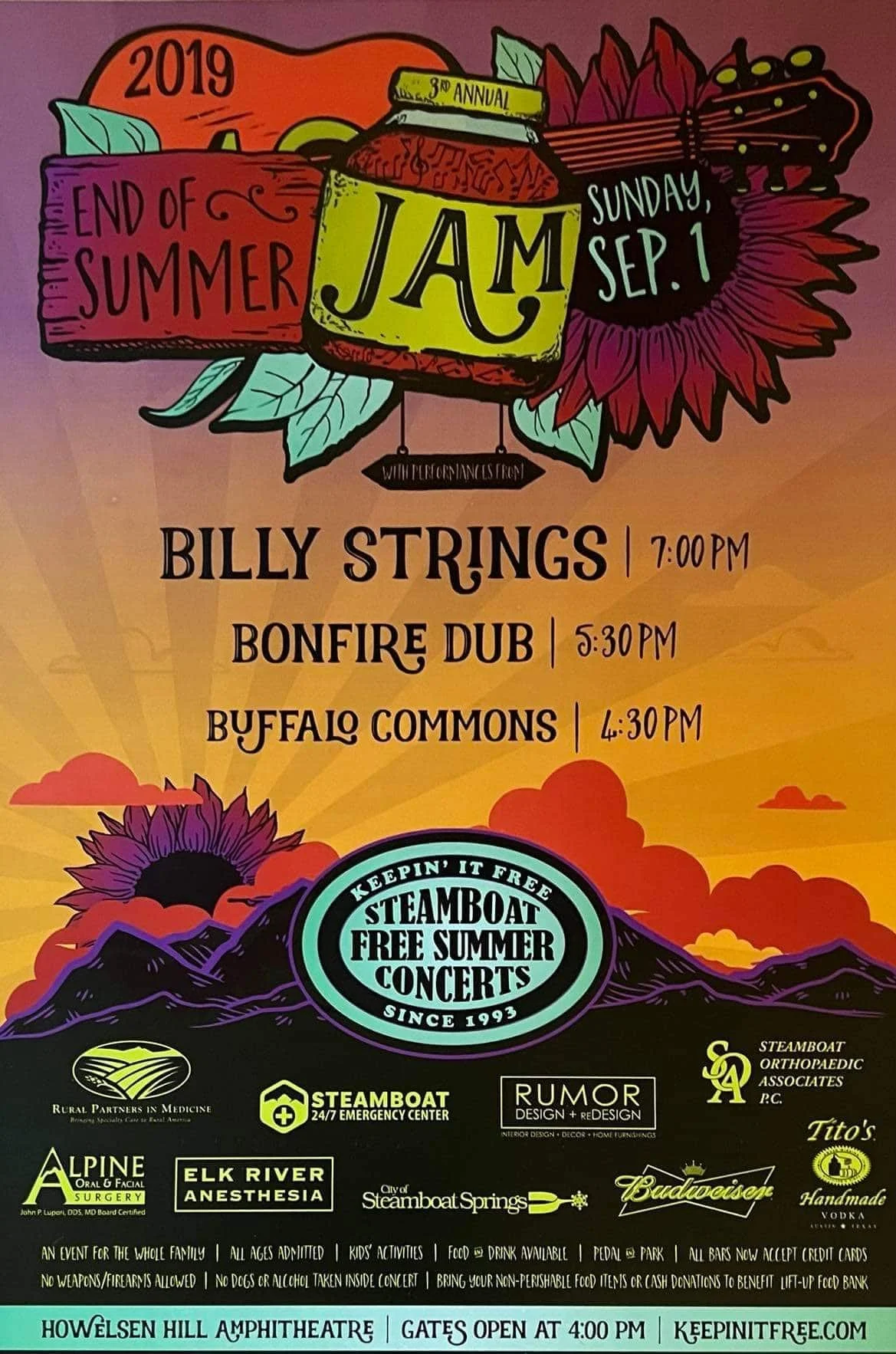 2019-09-01 Steamboat Free Summer Concerts 2019 Steamboat Springs, CO