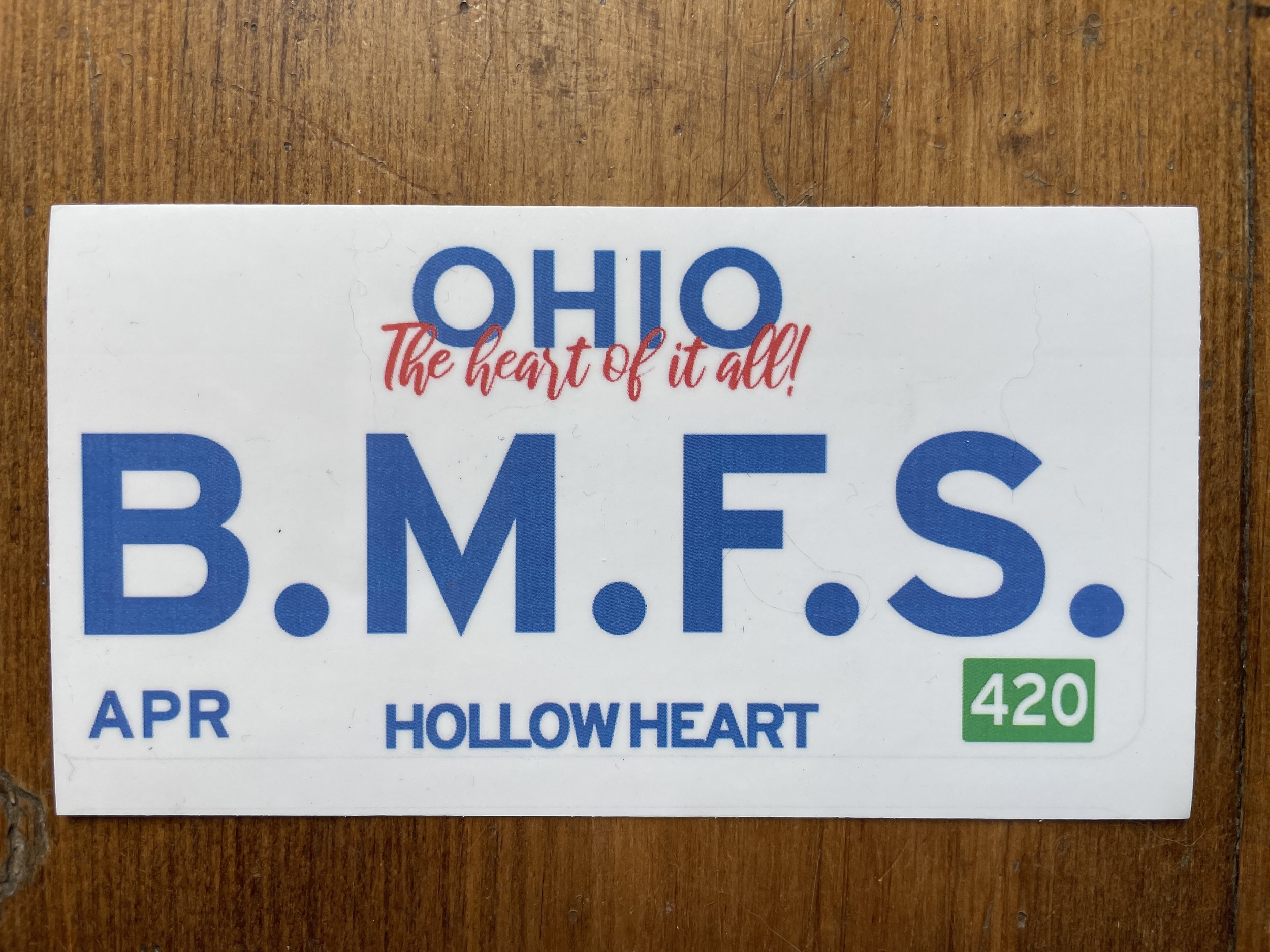 Ohio B.M.F.S Plate Sticker