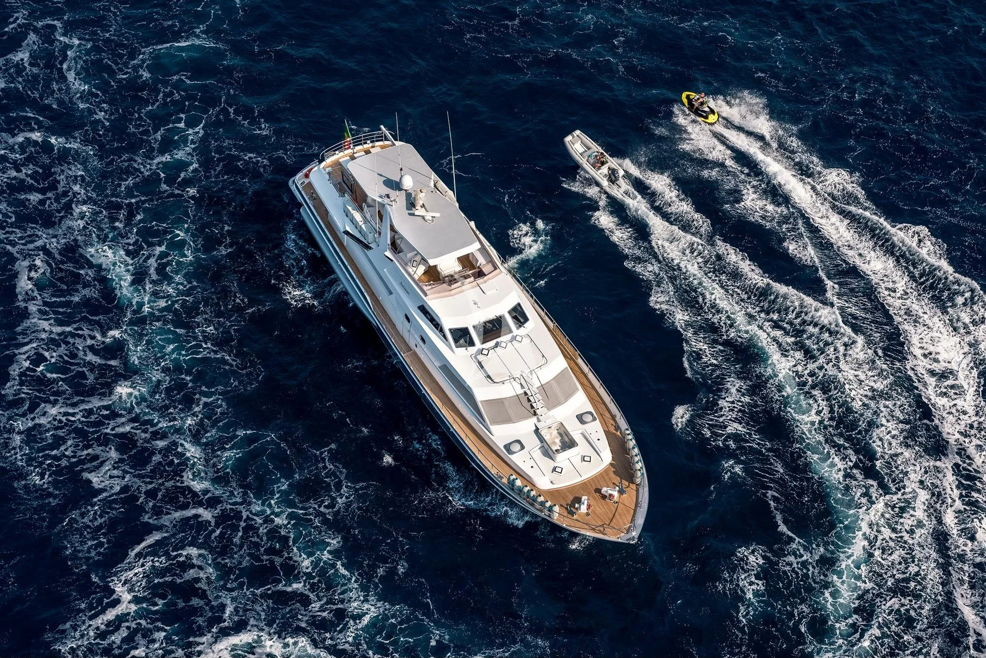 The yacht on the Mediterranean