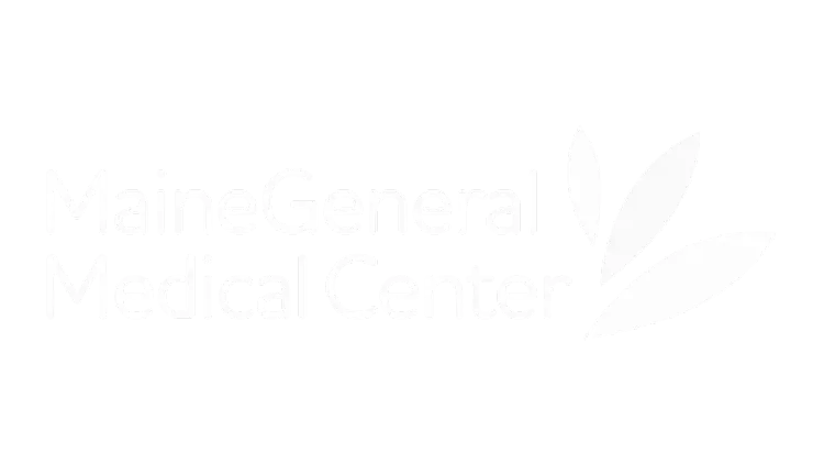 Maines General Medical Center logo with stylized abstract leaves or feathers on the right