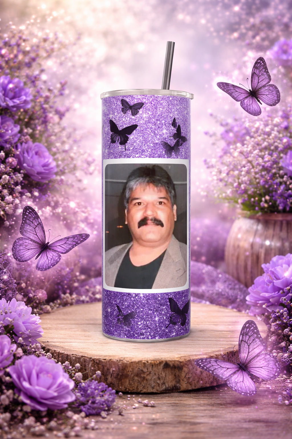 Memorial Purple Butterfly tumbler cup.png