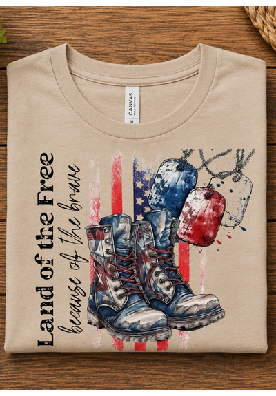 Land of the Free Because of the Brave Patriotic Graphic T-Shirt