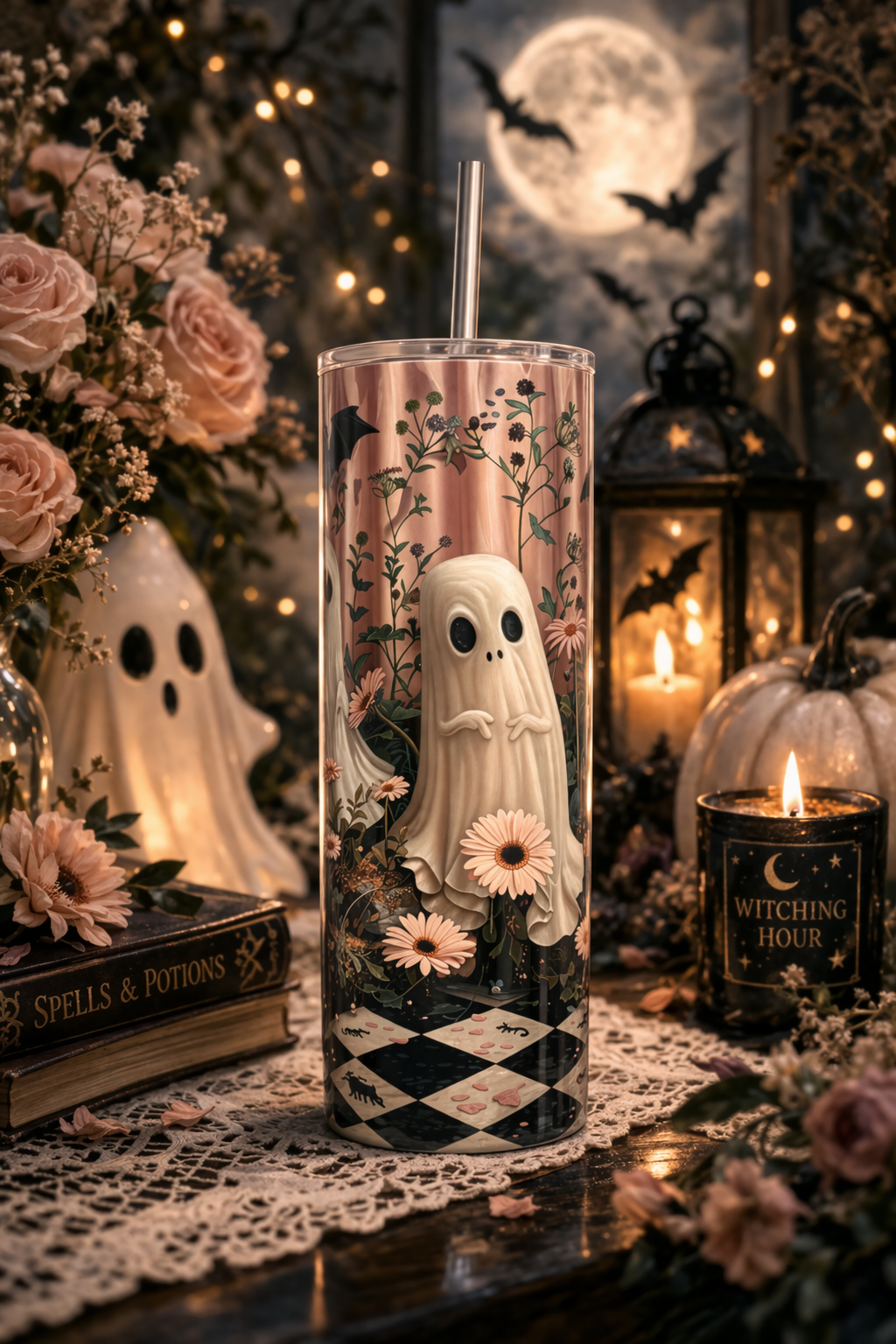 Haunted Garden Ghost Skinny Tumbler – 20/30 oz