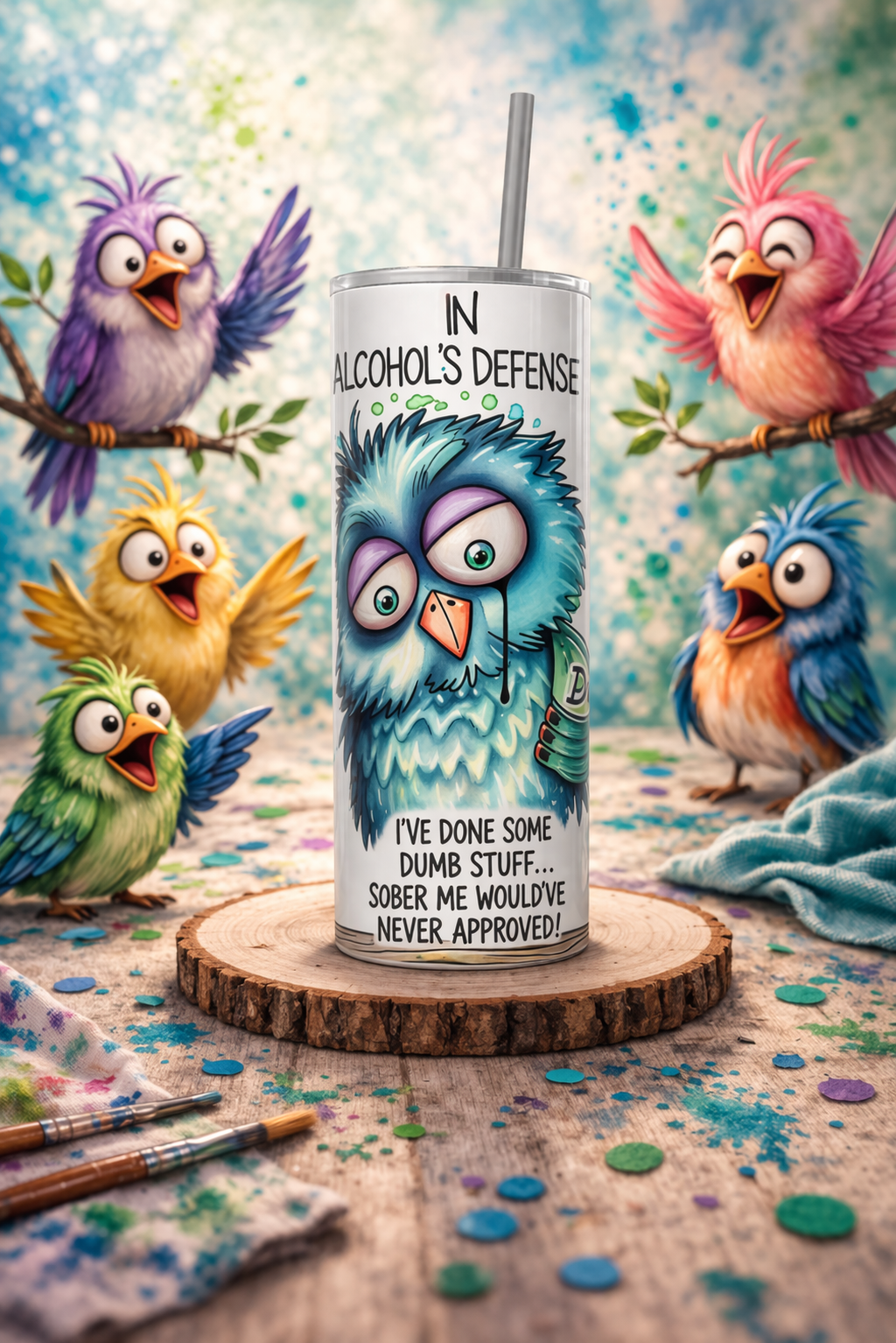 funny bird In Alcohols Defense tumbler wrap Straight cup.png