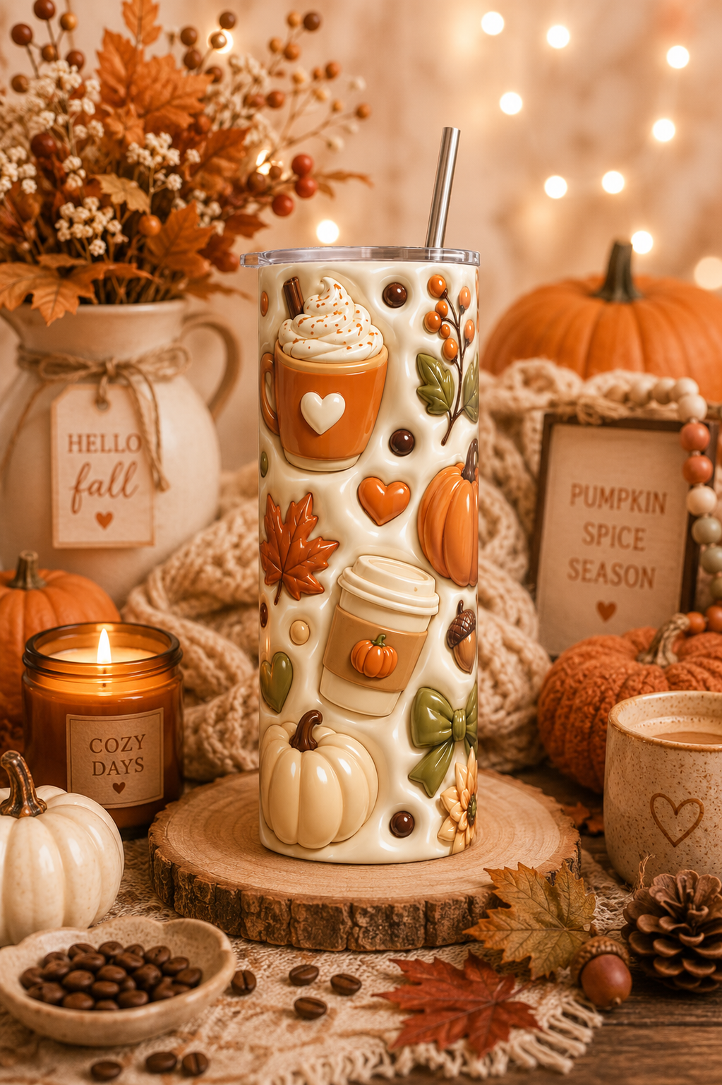 Pumpkin Spice Cozy Cup Tumbler – 20/30 oz