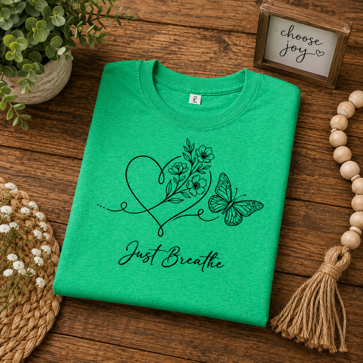 Just Breathe Inspirational Graphic Tee