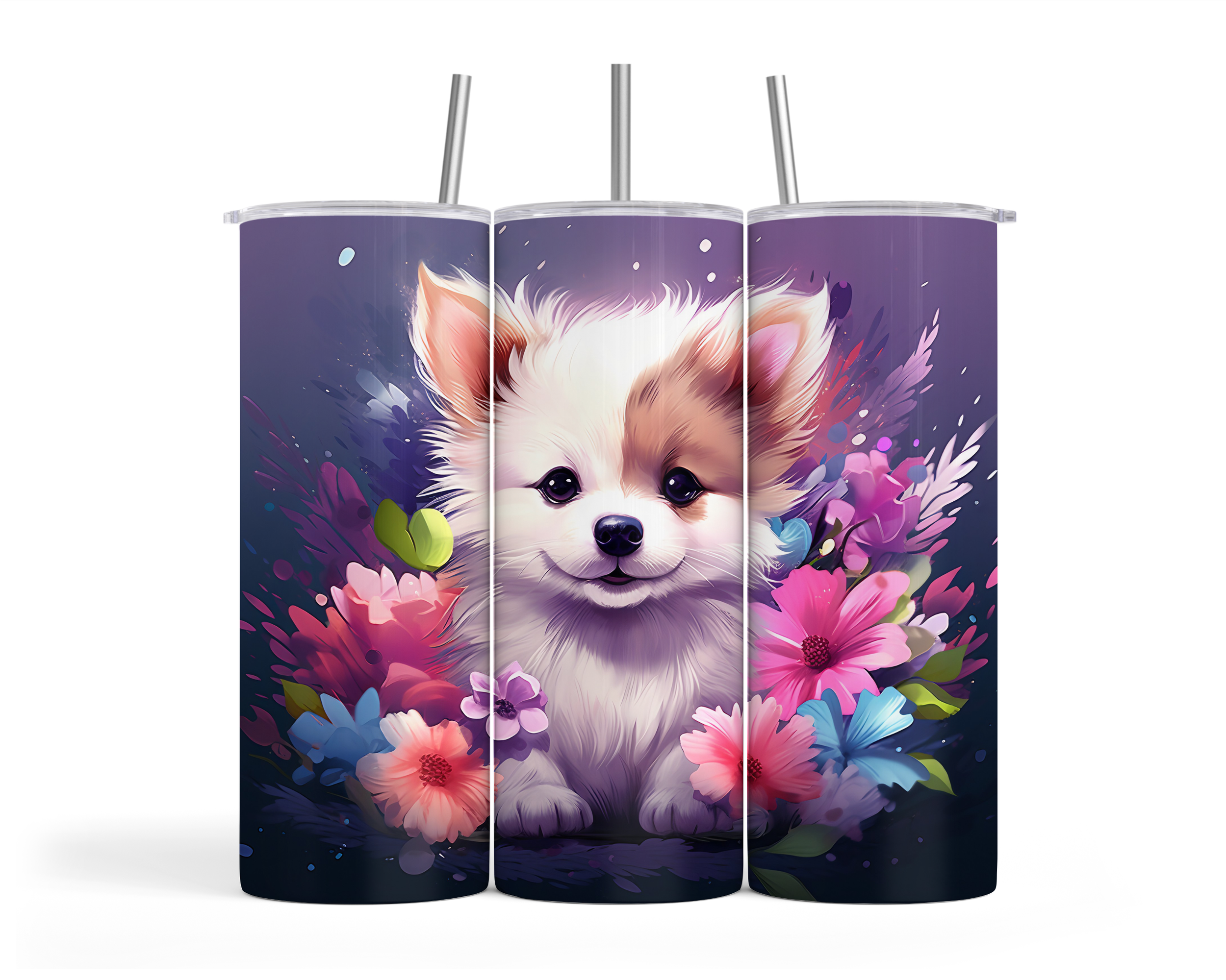 Cute Puppy In Pastel Flowers - Straight mockup.png