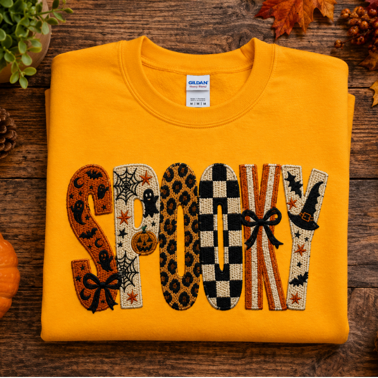 Spooky Faux Embroidery Sweatshirt/T-Shirt