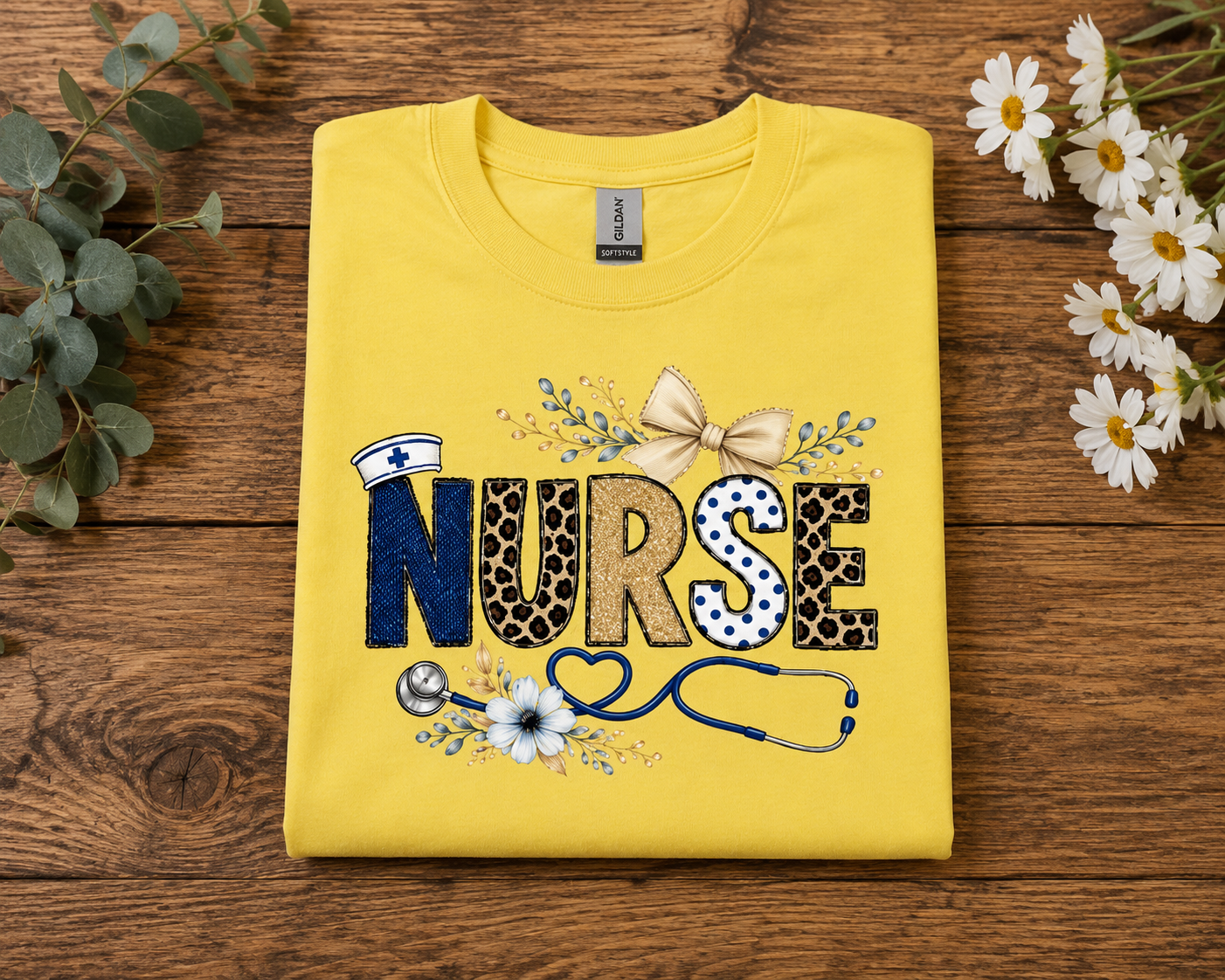 Nurse Faux Embroidery T-Shirt