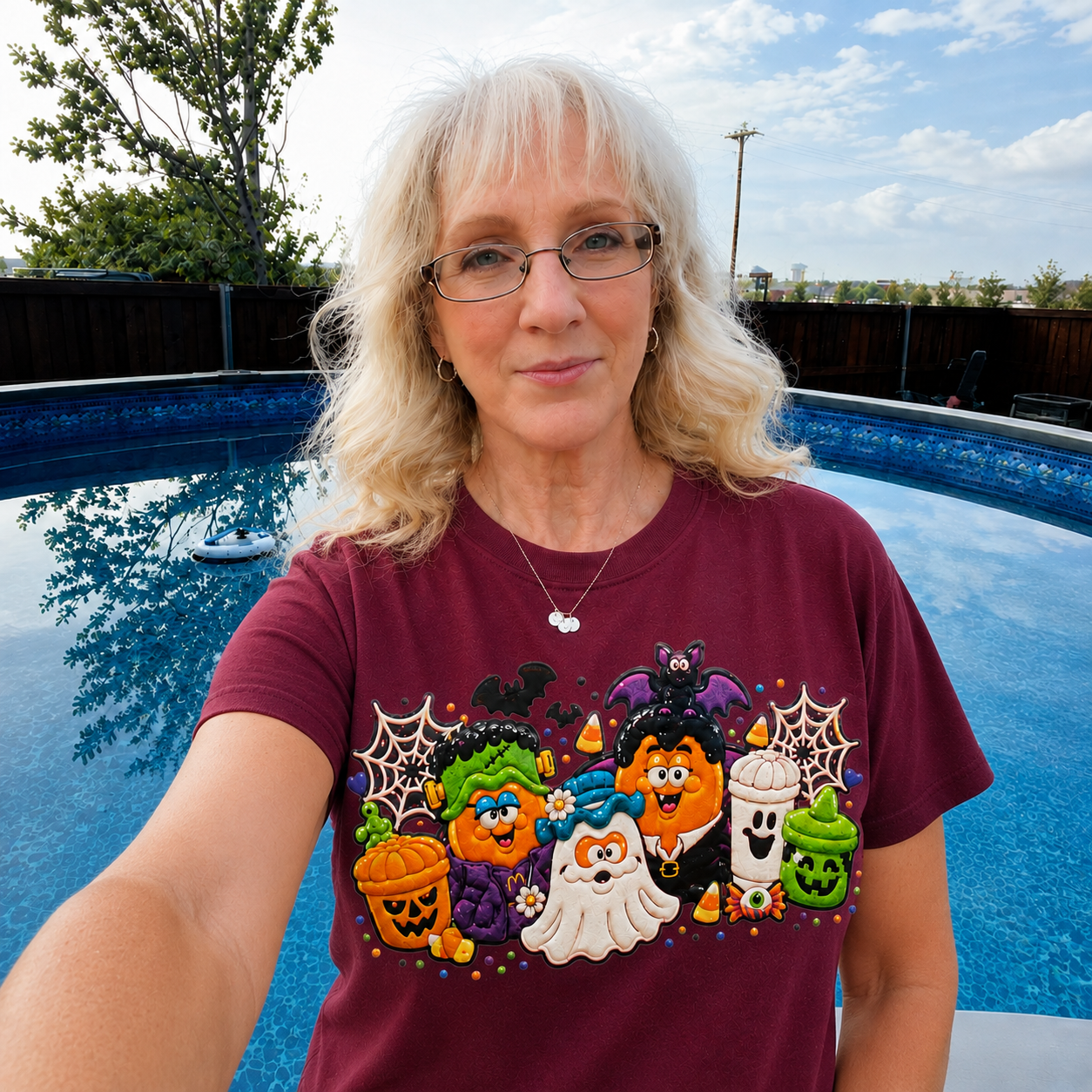 Cute halloween charaters model t shirt.png
