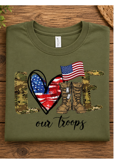 Love Our Troops Patriotic Graphic Tee