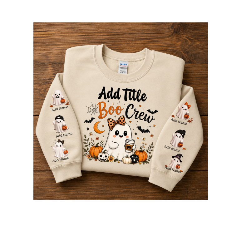 Personalized Mom Boo Crew Ghost Sweatshirt