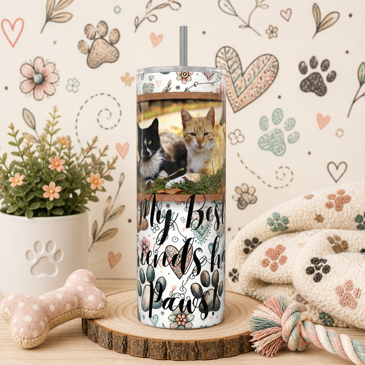 Dog_Paw_Prints_Hearts_Boho_Style_Skinny_Tumbler cup.png