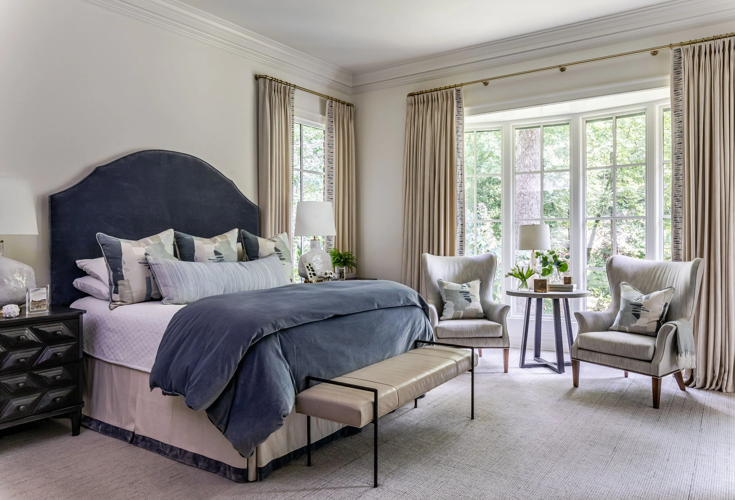 Master bedroom, custom windows whole house renovation Whole house renovation and addition pool, pool house, outdoor living Built or renovated by Macallan Custom Homes in Atlanta, GA. Custom Home and Renovations Builder