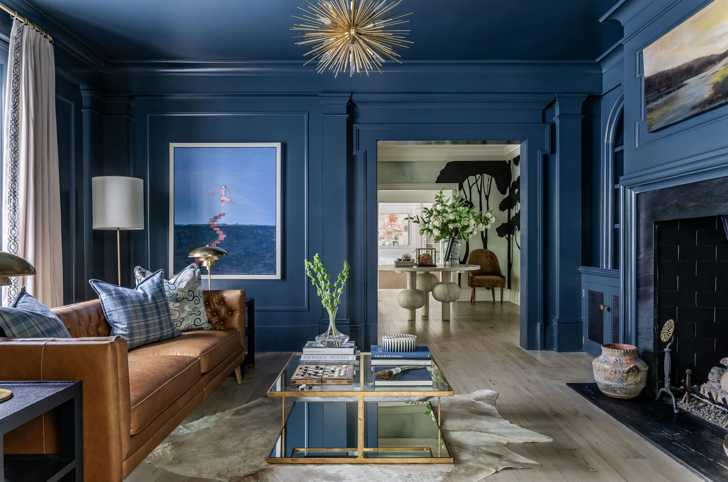 fire place, sitting room, blue room living room whole house renovation Whole house renovation and addition pool, pool house, outdoor living Built or renovated by Macallan Custom Homes in Atlanta, GA. Custom Home and Renovations Builder